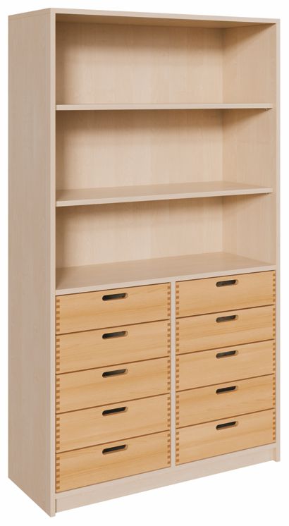 K Kombinationsschrank 180 x 102 cm, 10 Massivholzschübe/Regal